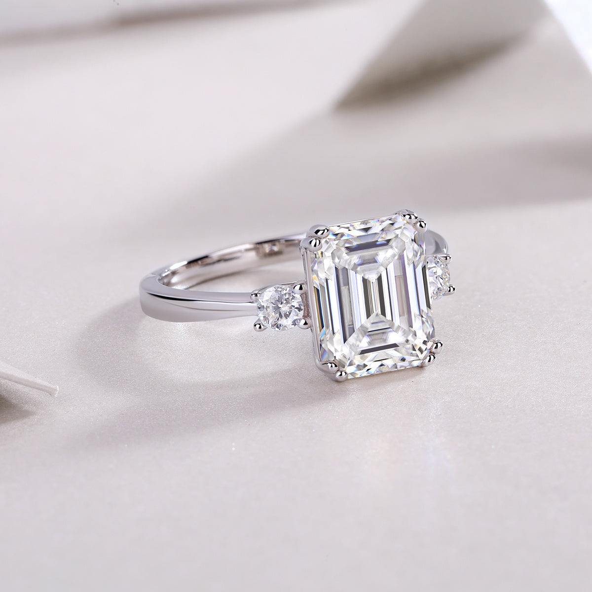 Baguette Moissanite Silver Wedding Ring