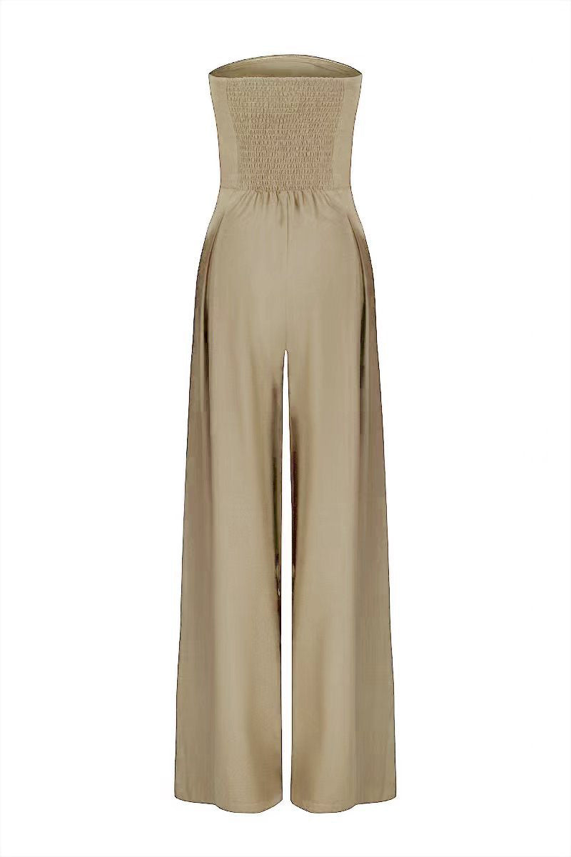 Lockerer rückenfreier Jumpsuit mit weitem Bein