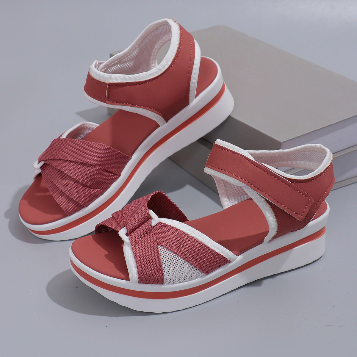 Mesh Cross-Strap Velcro Beach Sandals