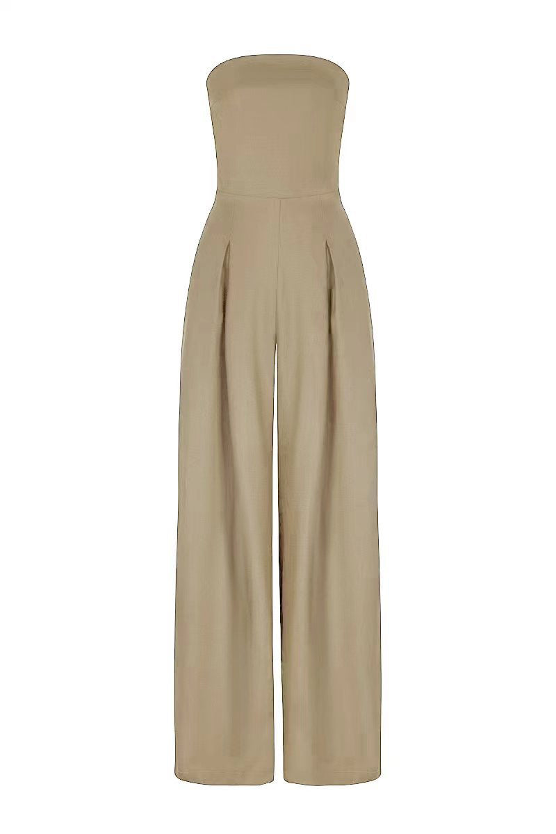 Lockerer rückenfreier Jumpsuit mit weitem Bein