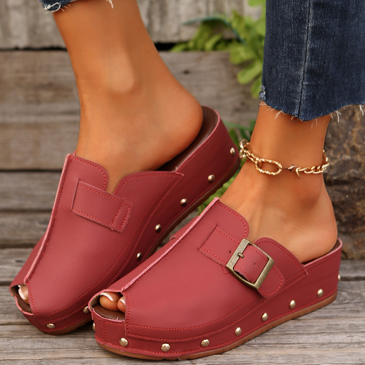 Fischmaul-Keilsandalen für Damen