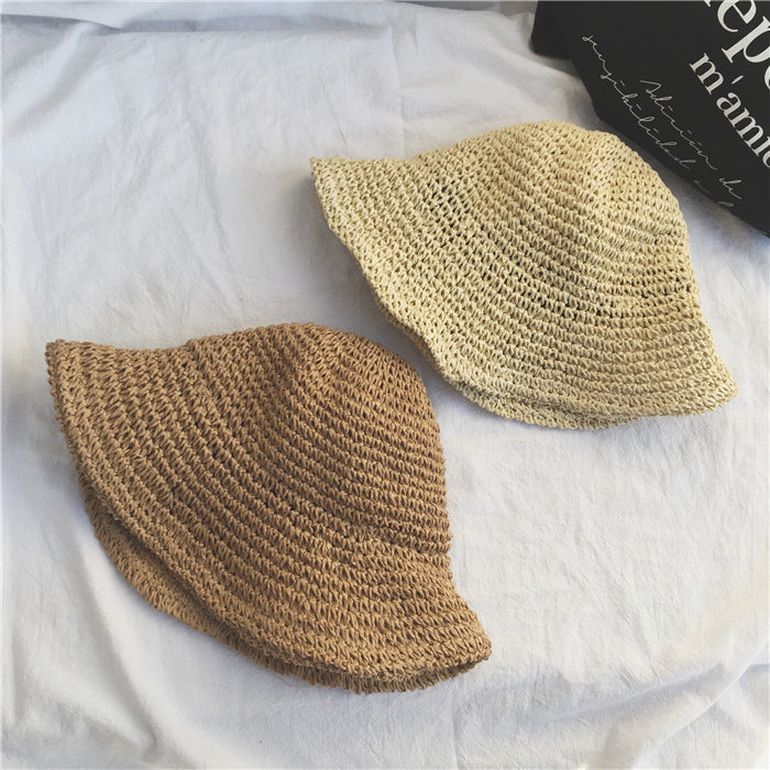 Chapeau de soleil pliable en paille pour femme