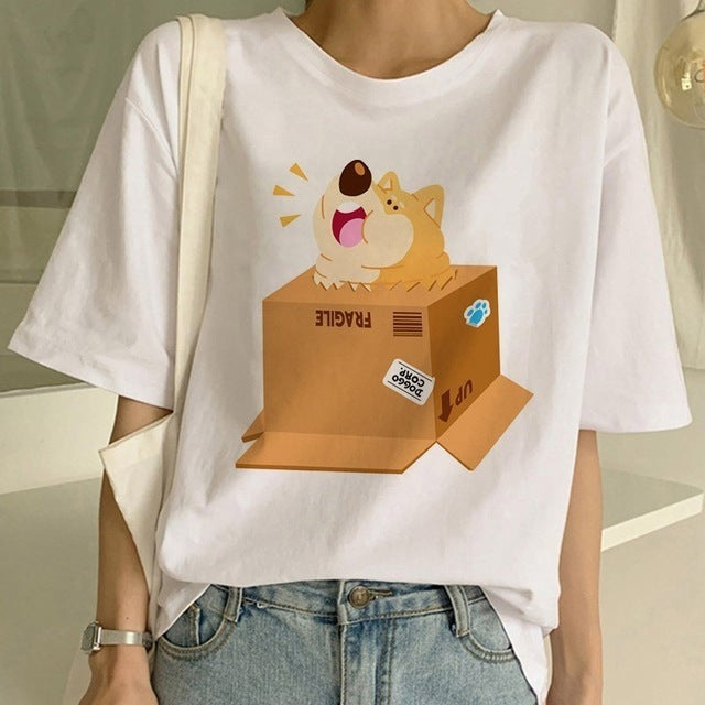 T-shirt col rond graphique Shiba Inu