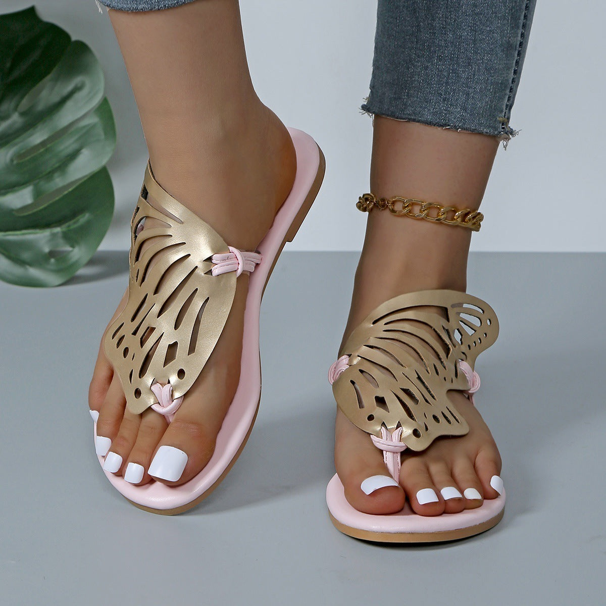 Butterfly Hollow Flip-Flop Sandals