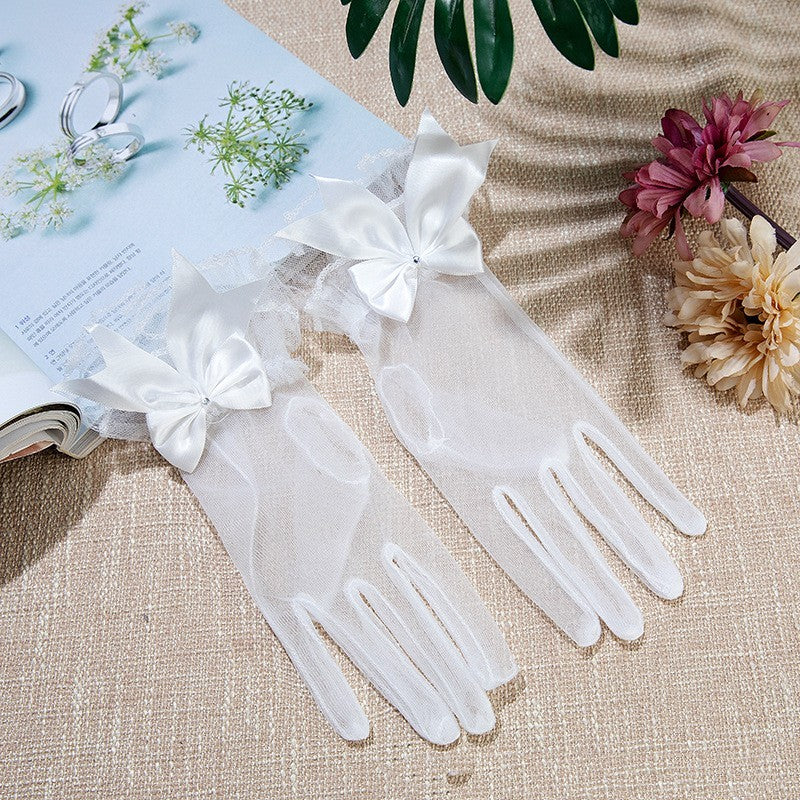 Crystal Tulle Bridal Wedding Gloves