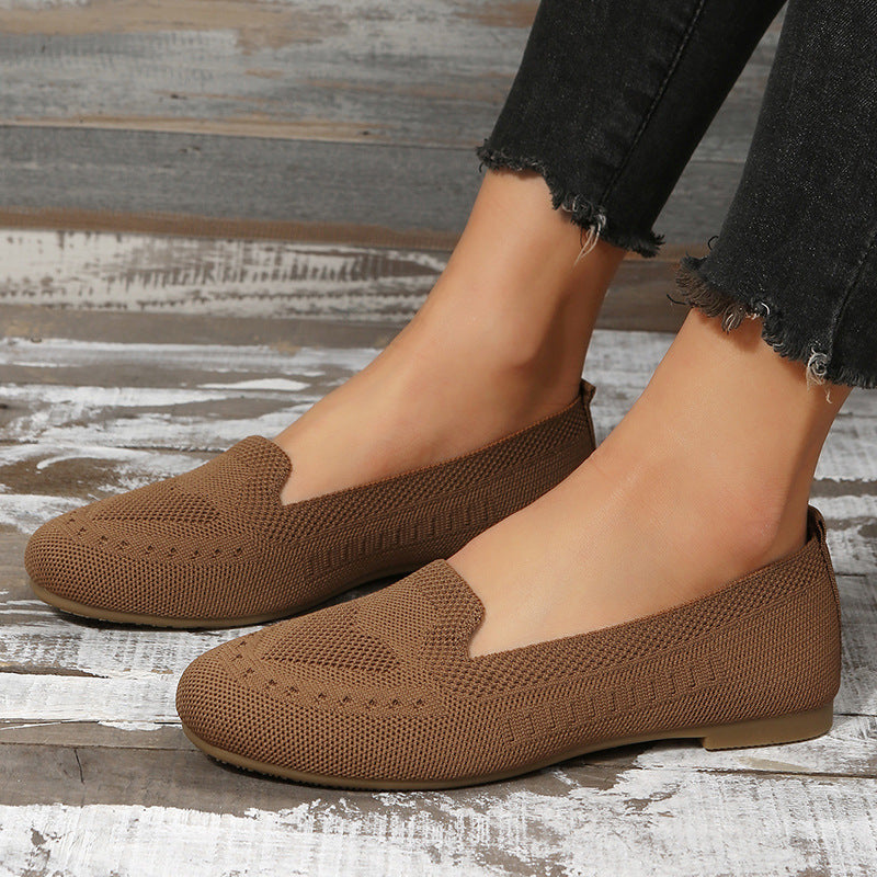 Fly Woven Mesh Slip-on Freizeitschuhe mit flacher Sohle