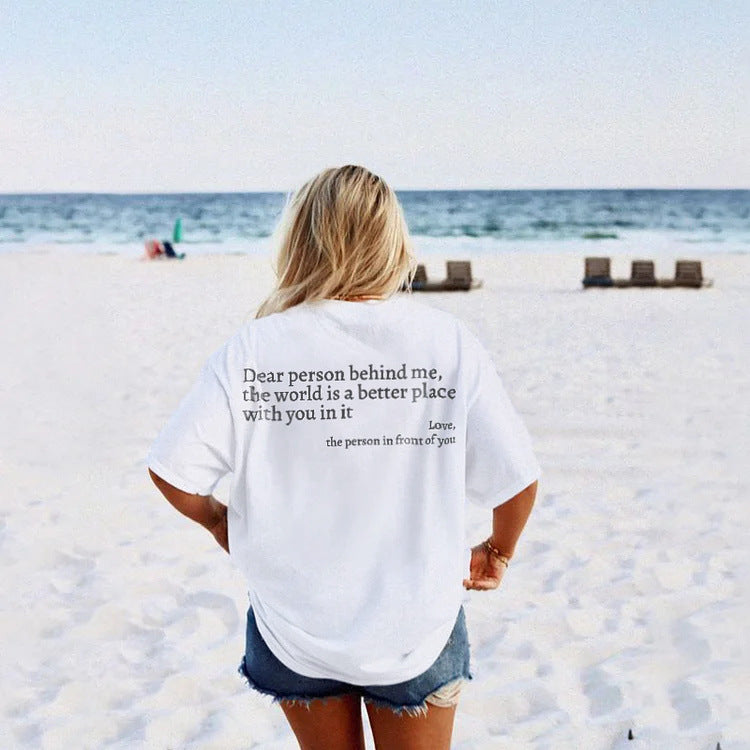 T-shirt à slogan imprimé pour femme