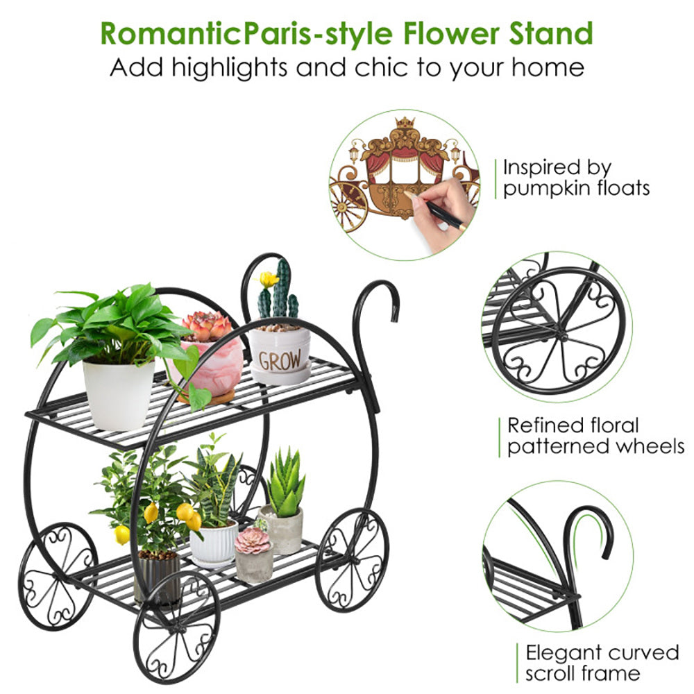 Metal Flower Cart Plant Stand
