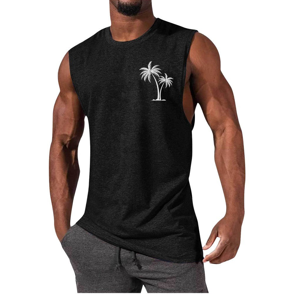 Men’s Coconut Tree Embroidery Tank Top