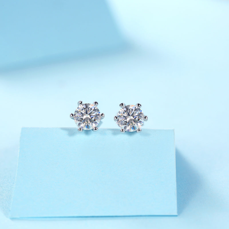Classic Six-Prong Moissanite Earrings