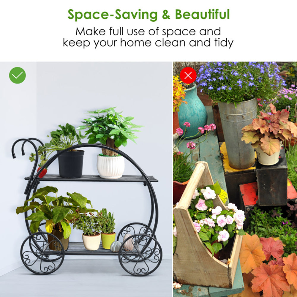 Metal Flower Cart Plant Stand
