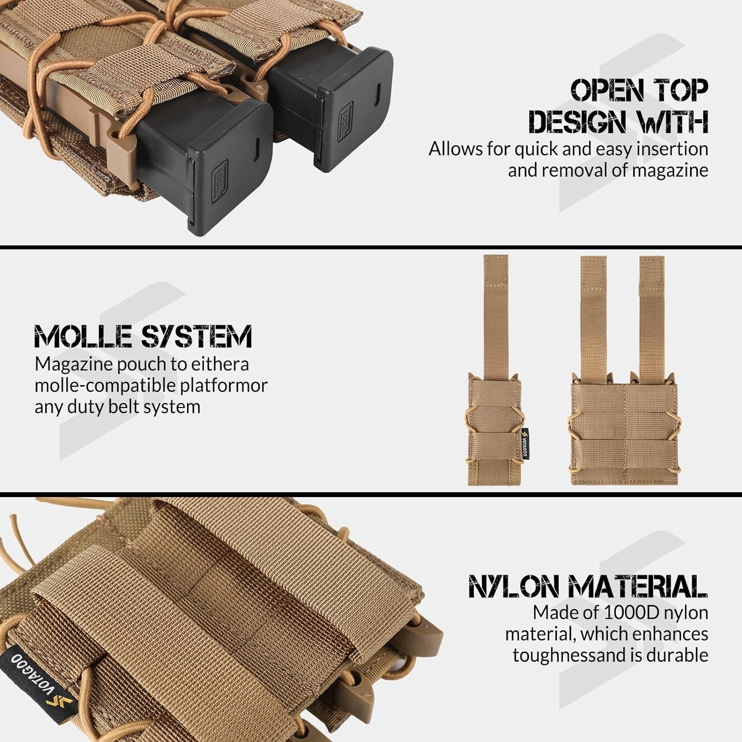 Verstellbare 9-mm-MOLLE-Magazintasche