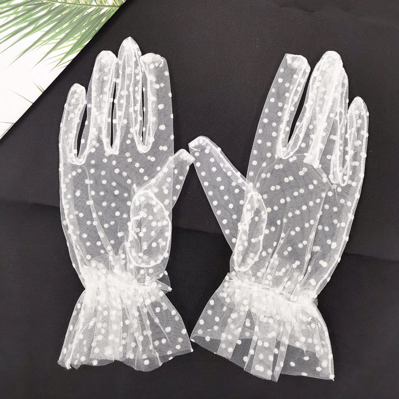 White Mesh Wedding & Evening Gloves