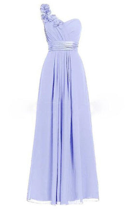 Multicolor Slanted Neck Maxi Dress