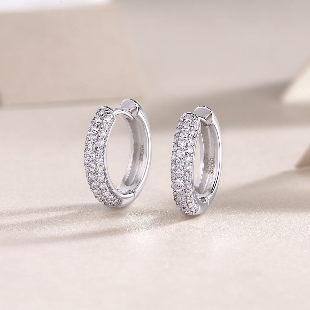 Corner Star Moissanite Silver Earrings