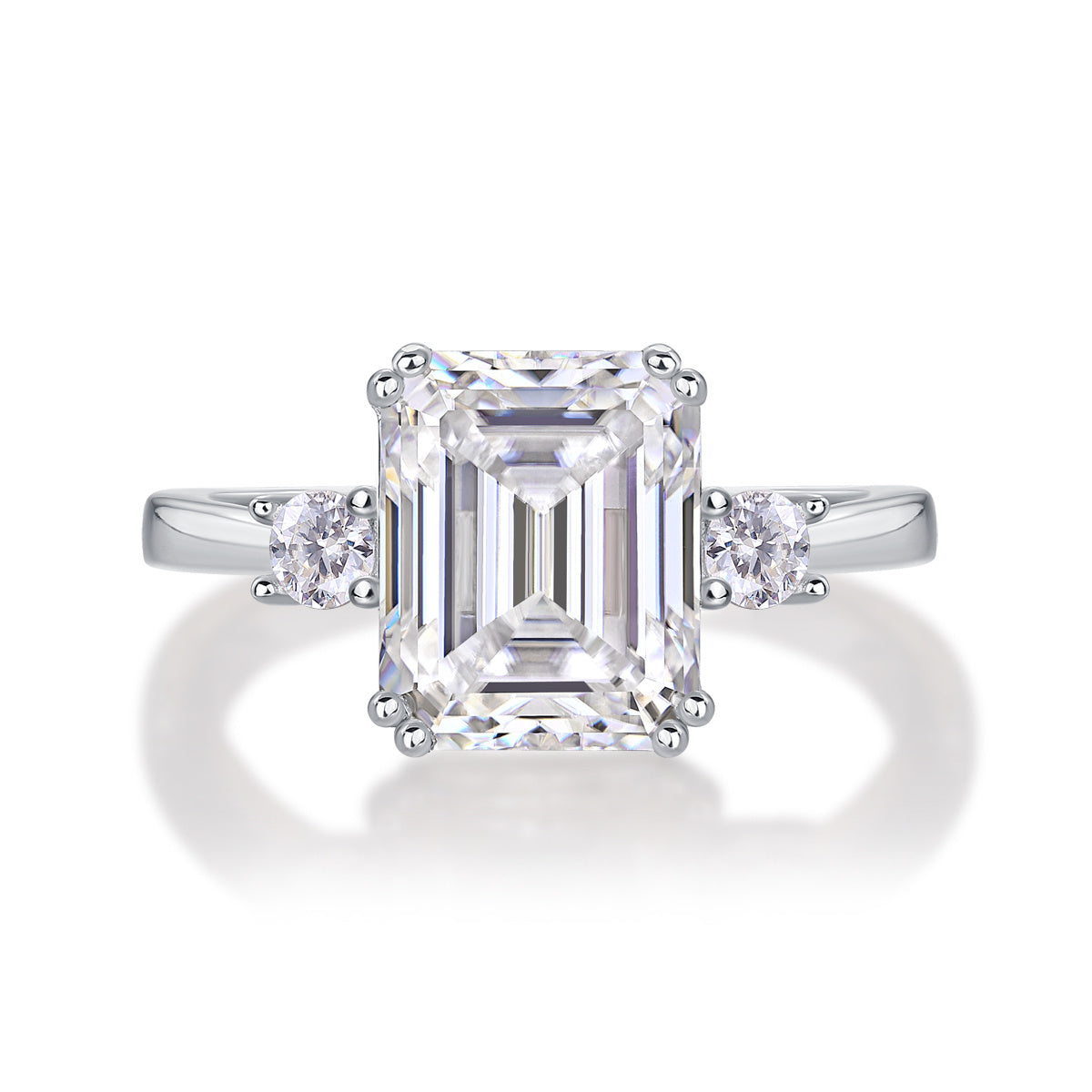 Baguette Moissanite Silver Wedding Ring