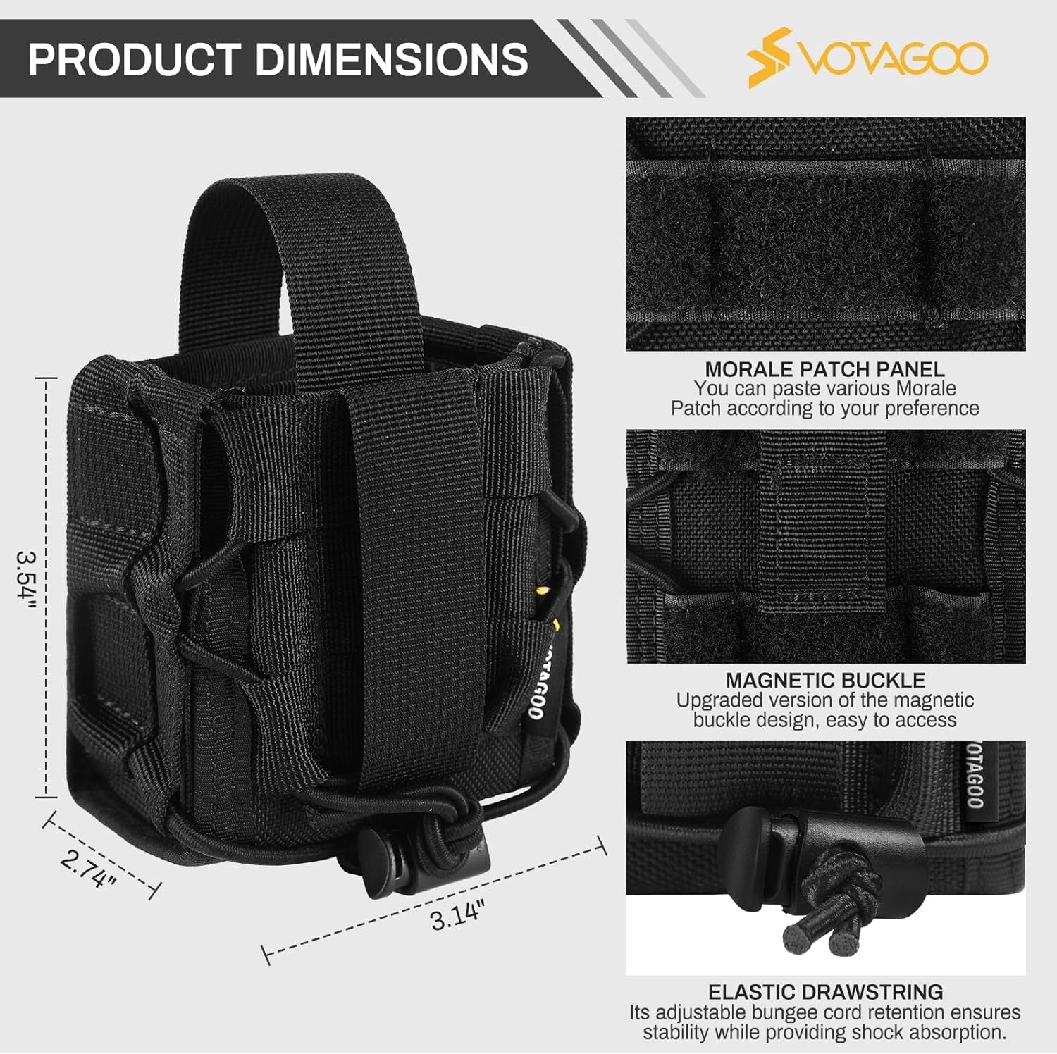 Pochette tactique MOLLE pour menottes doubles