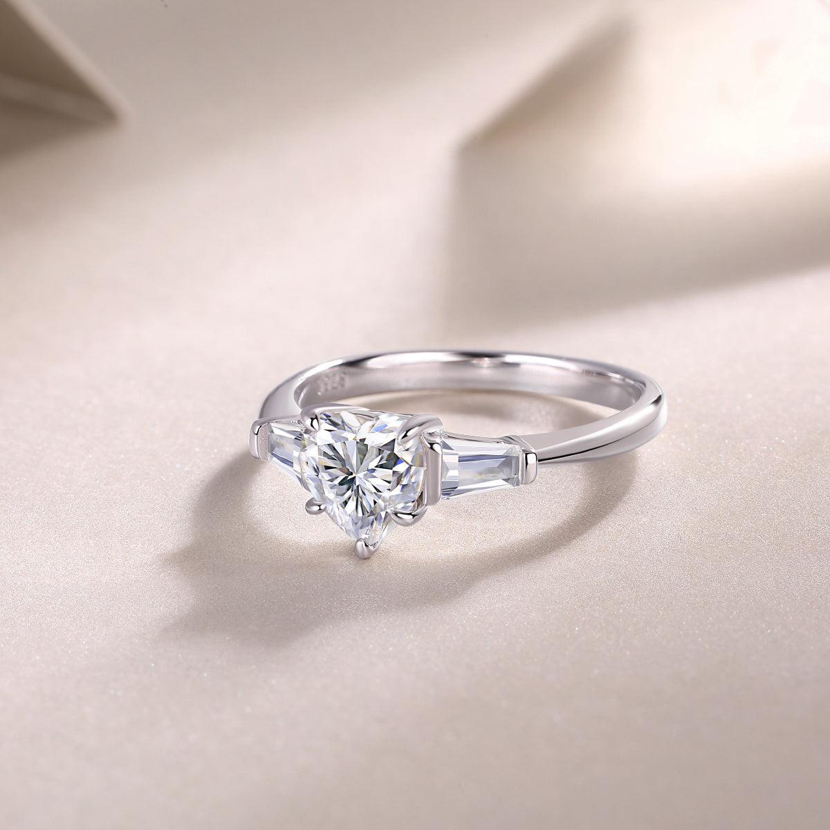 Large Moissanite Silver Diamond Ring