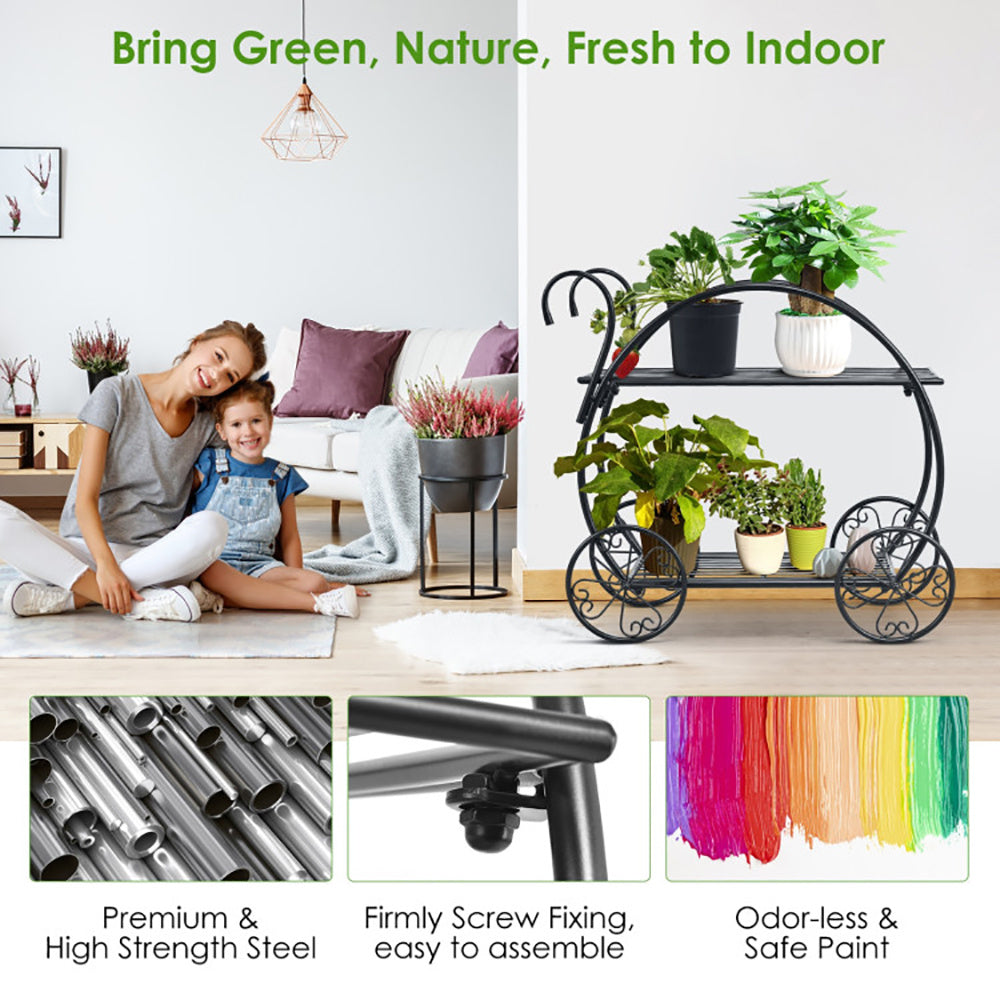Metal Flower Cart Plant Stand