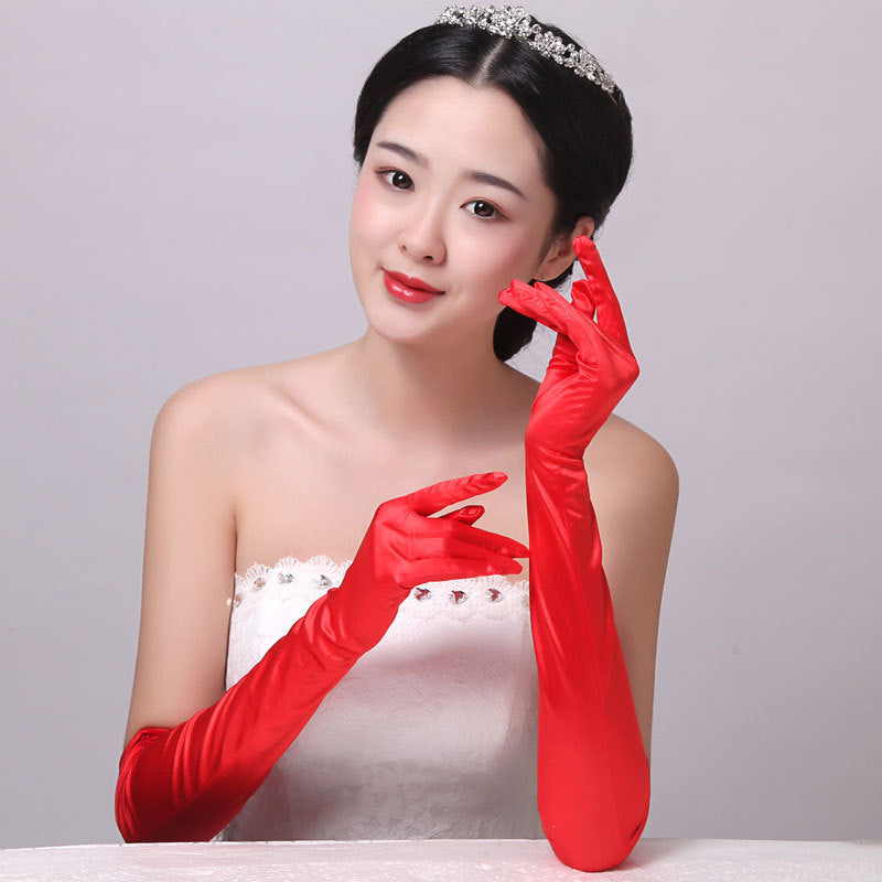 Beaded Satin Bridal Cover-Up Gloves