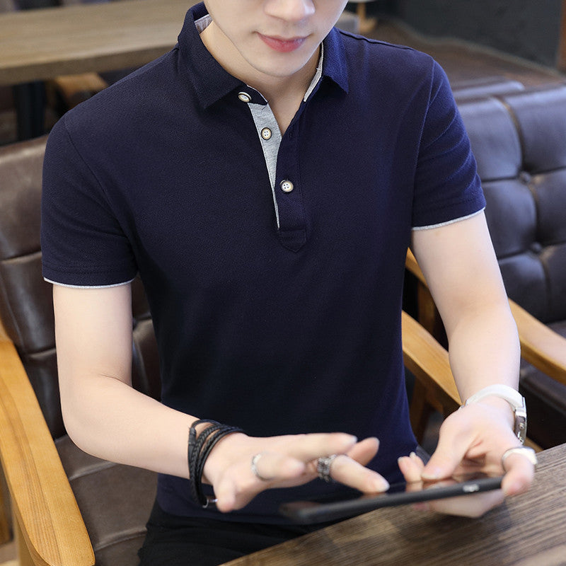 Men’s Casual Patchwork Polo Shirt