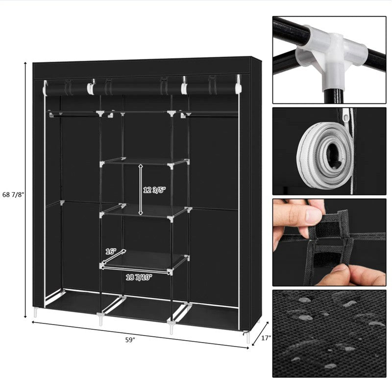 69 Inch Portable Wardrobe Storage Rack