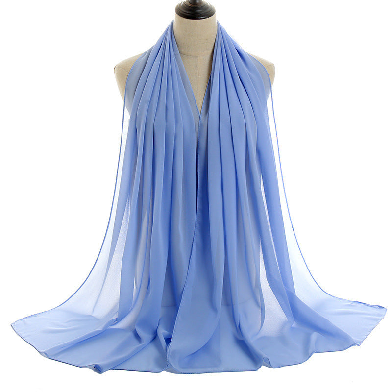 Foulard hijab en mousseline de soie monochrome à perles