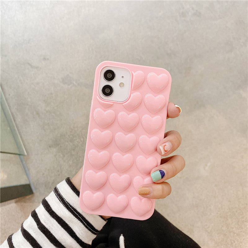 Peach Heart Silicone Phone Case with Lanyard