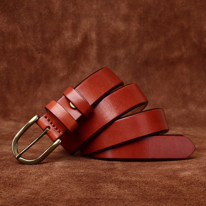 Ceinture rétro à boucle en cuivre pour homme 3,3 cm