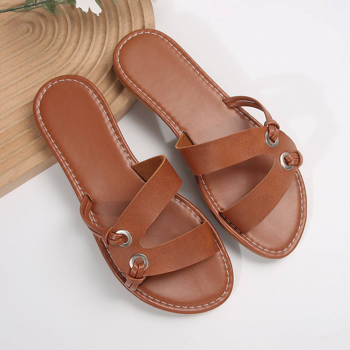 Round Toe Flat Non-Slip Summer Slides