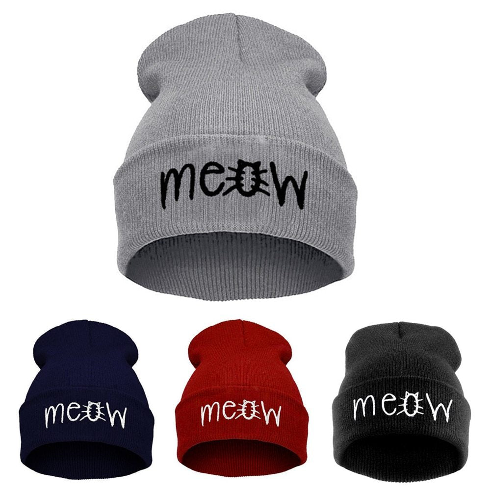 Herbst MEOW Wollstrickmütze