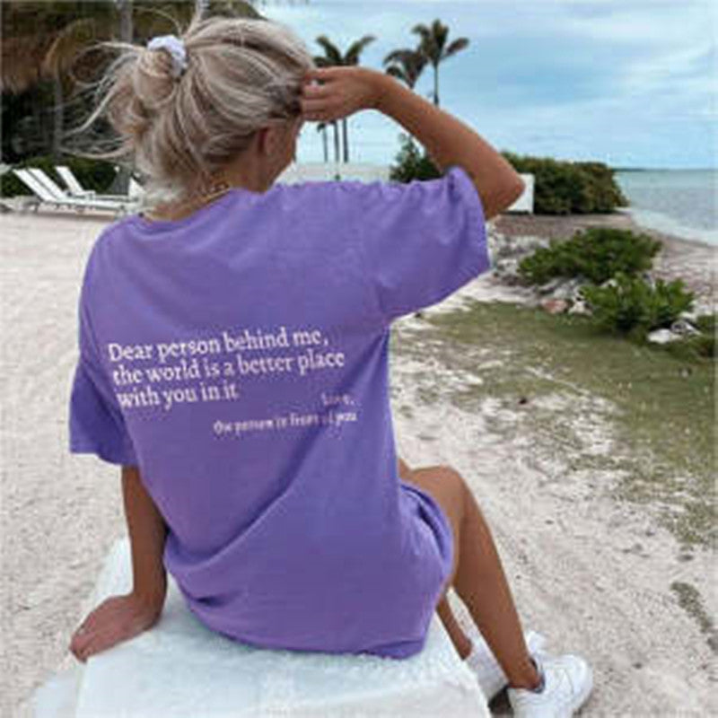T-shirt à slogan imprimé pour femme