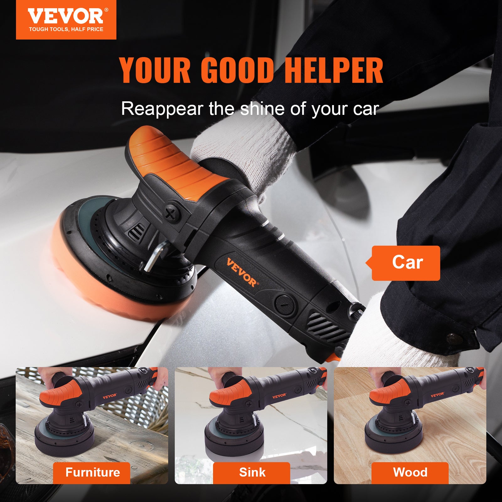 VEVOR 6-Inch Dual Action Car Polisher