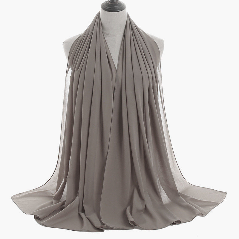 Foulard hijab en mousseline de soie monochrome à perles