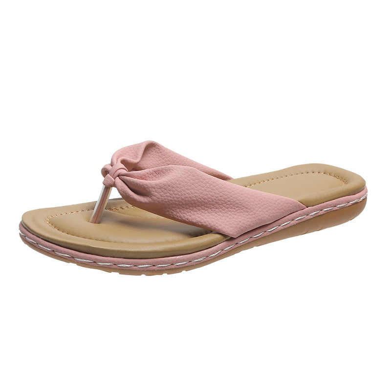Flache Sommersandalen mit Schleife und Clip-Zehe