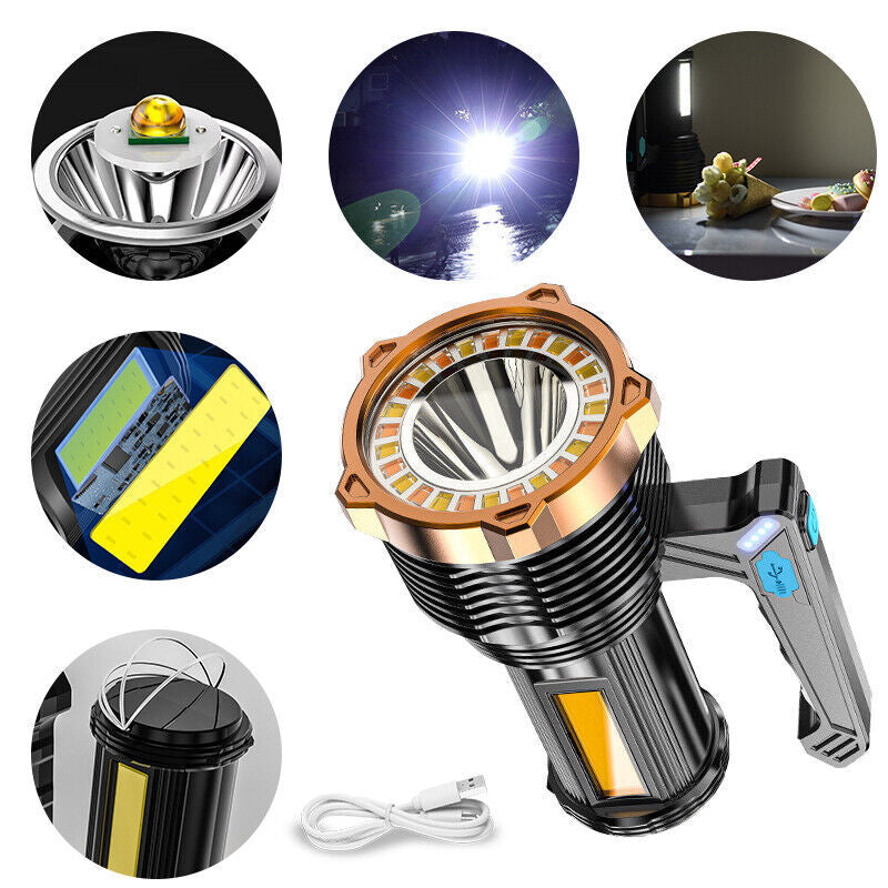Wiederaufladbare LED-Taschenlampe, Suchscheinwerfer mit 8 Modi