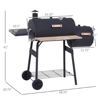 Outsunny 48" Holzkohlegrill &amp; Smoker Combo