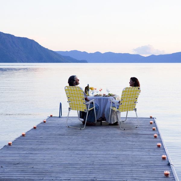 2pcs Yellow & White Striped Beach Chairs