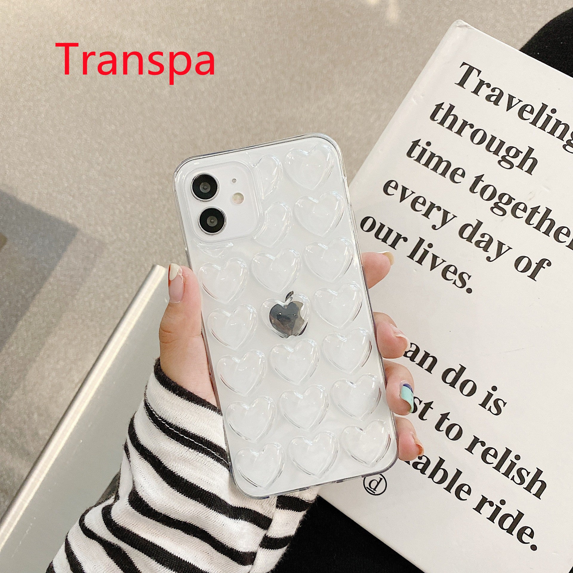 Peach Heart Silicone Phone Case with Lanyard
