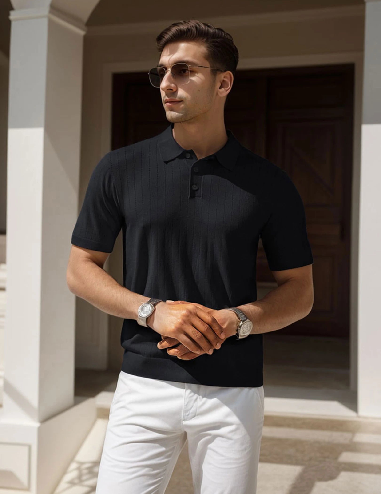 Gestreiftes Polo-Strickshirt für Herren