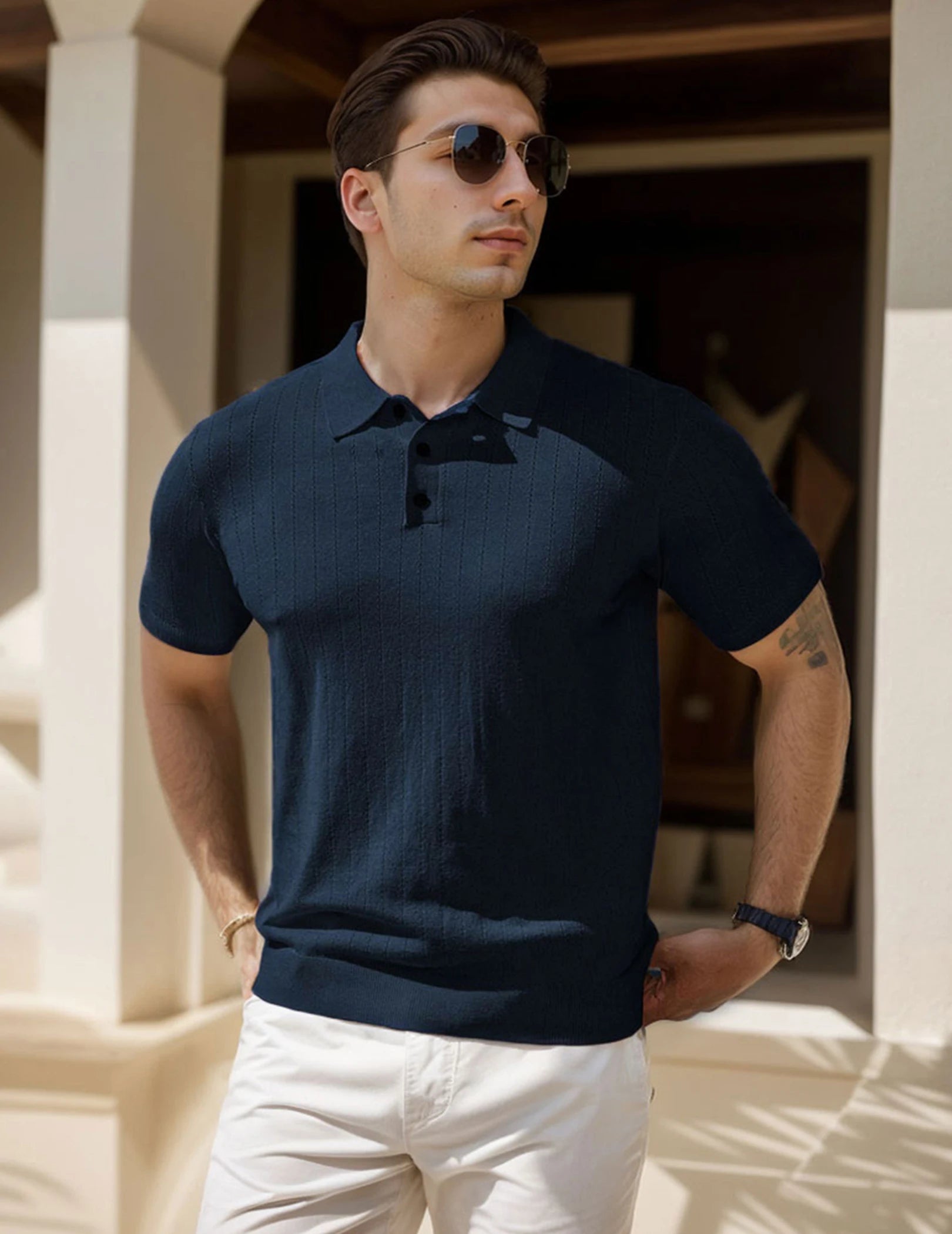 Gestreiftes Polo-Strickshirt für Herren