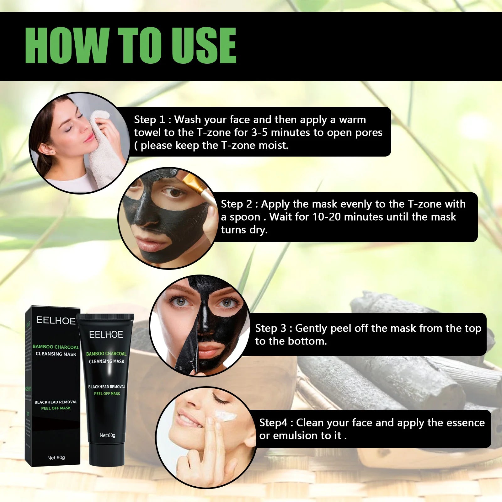 Eelhoe Bamboo Charcoal Facial Mask 60g