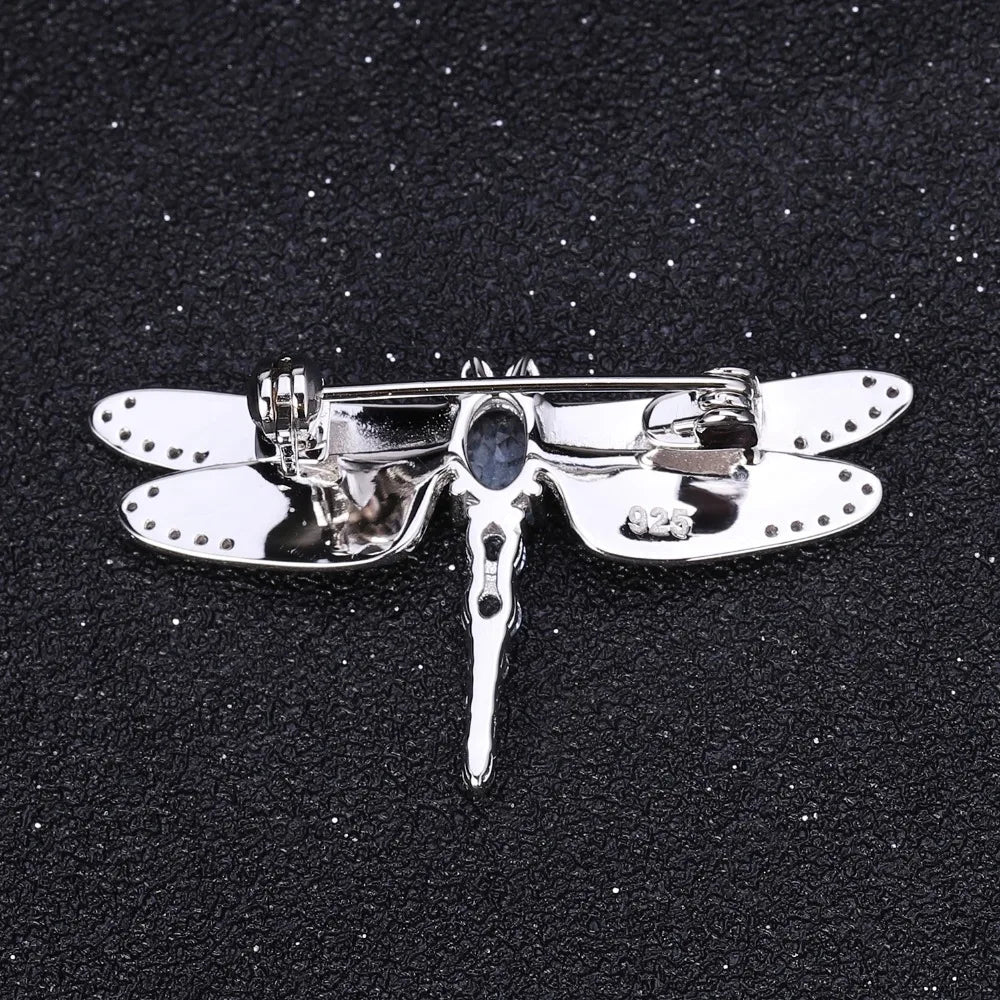 GEM'S BALLET Blue Topaz Dragonfly Brooch