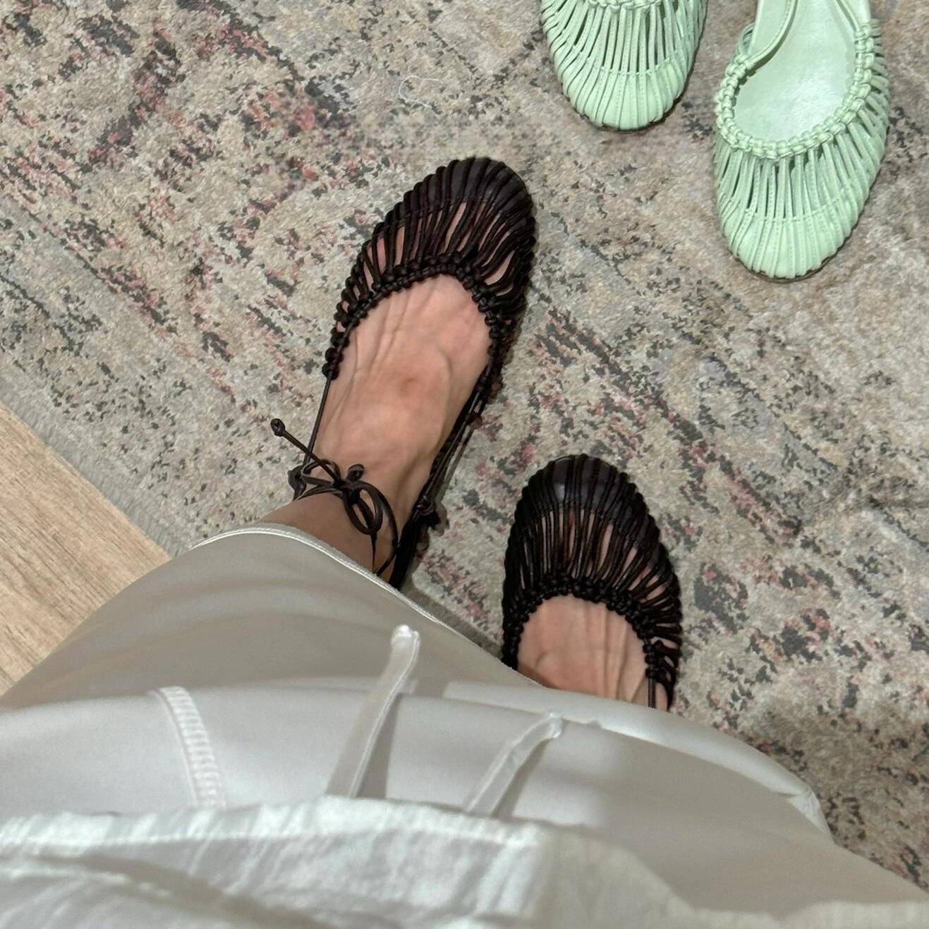 Handgefertigte Vintage-Sandalen aus Leder mit Griff