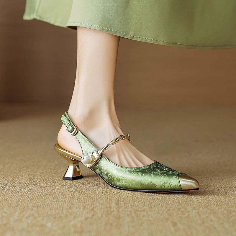 Ankle-Strap Stiletto Pointed Toe Mid Heel Sandals