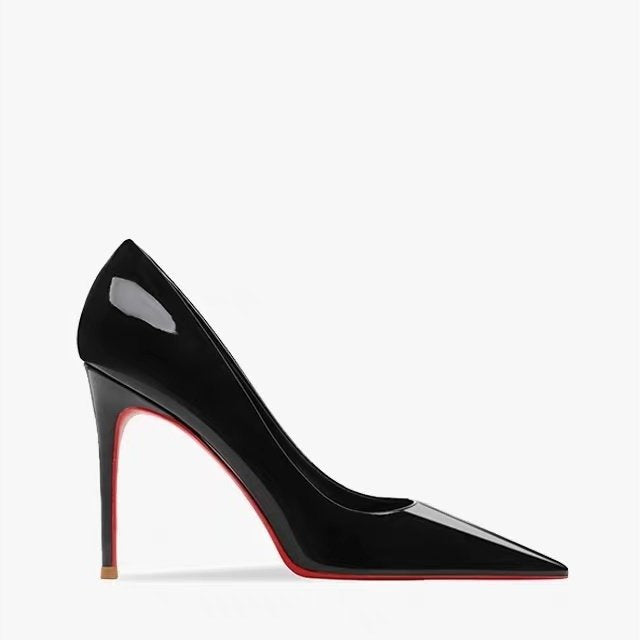 Damen Spitz zulaufende High Heels aus Lackleder mit niedrigem Schnitt