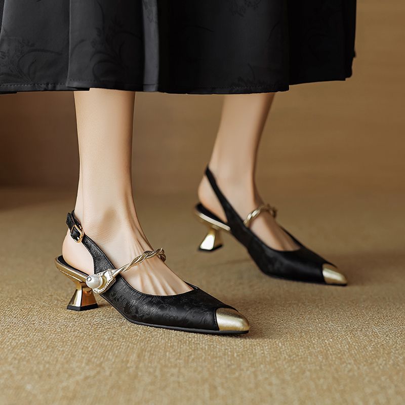 Ankle-Strap Stiletto Pointed Toe Mid Heel Sandals