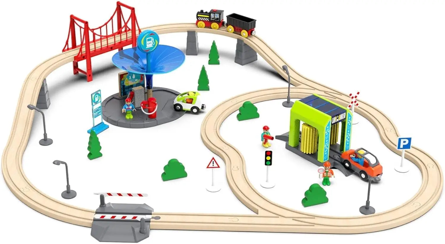 Wooden Railway Car Wash Toy Accessory