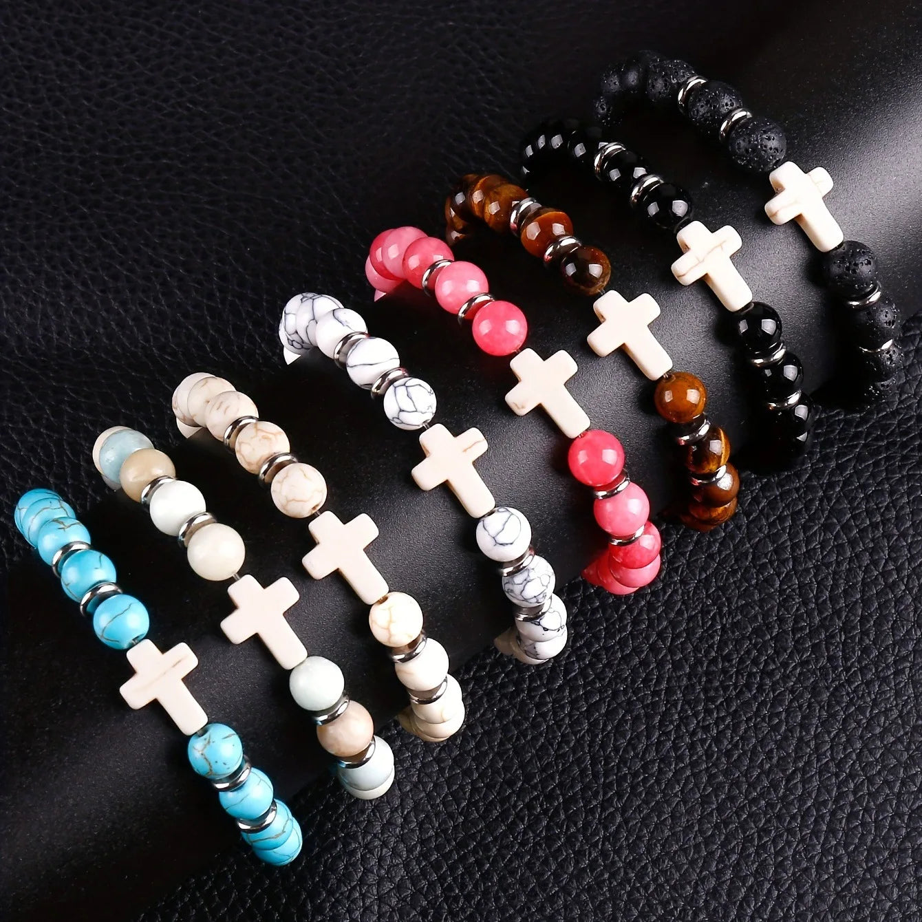 8Pcs Cross Beaded Bracelets Set Gift