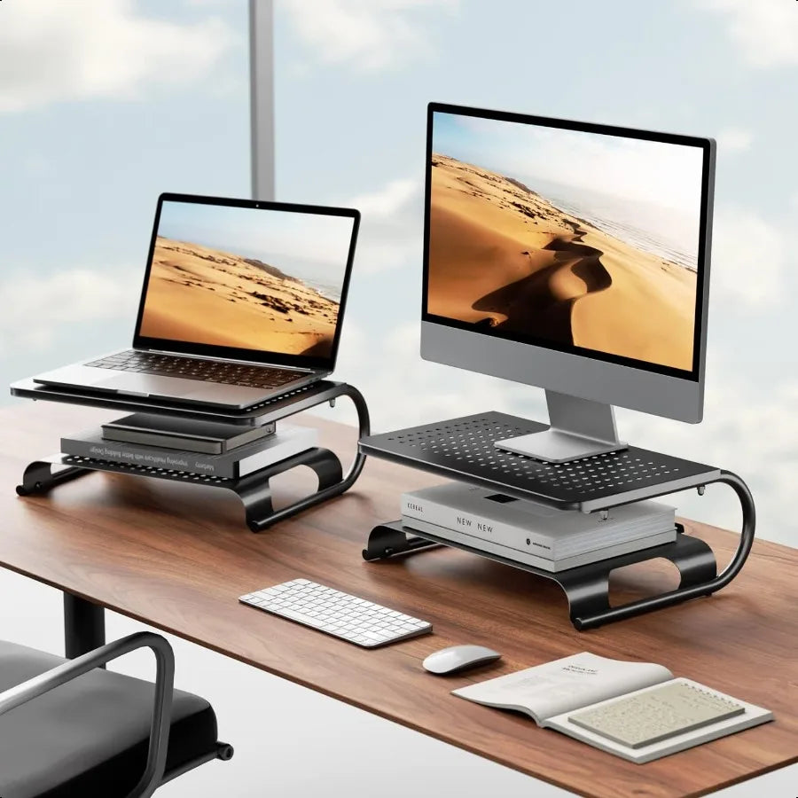 Metal Monitor Stand Riser with Shelf